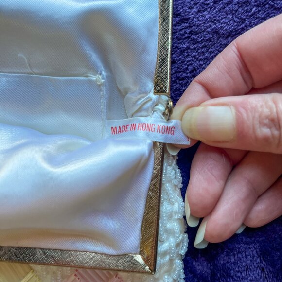 Vintage White Beaded Evening Bag - Picture 5 of 5